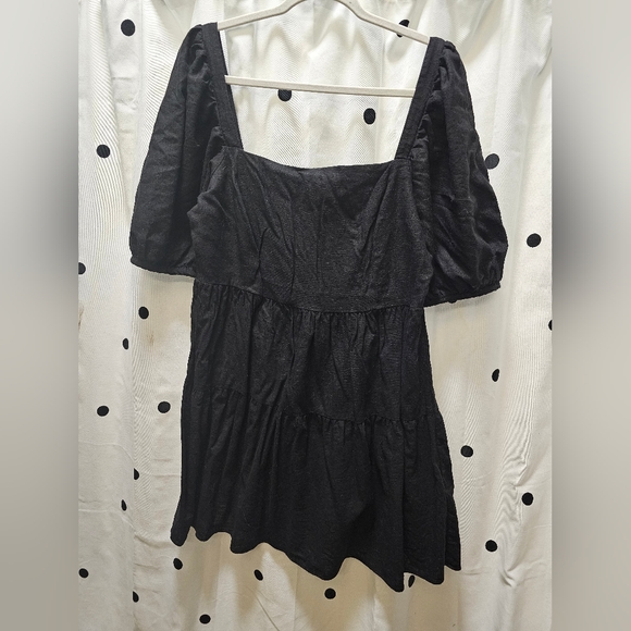 House of Harlow 1960 Dresses & Skirts - House of Harlow 1960 black smocked short puff sleeve peasant style dress large